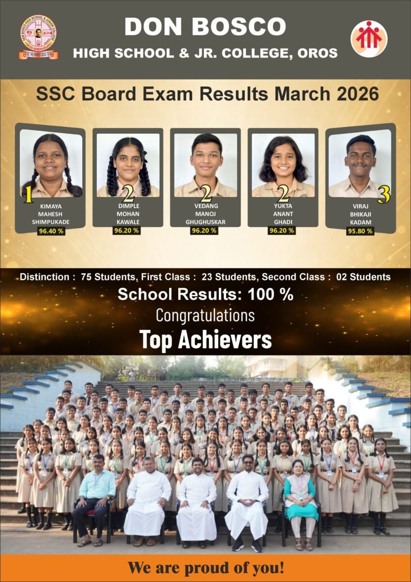 Don Bosco High School and Jr. College, Oros shines with 24th consecutive 100% Result in SSC Board Exam Feb/March 2026